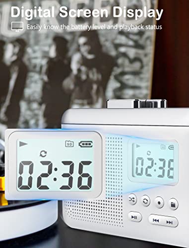 Portable Cassette Player Recorder Converter,Cassette To Mp3 Via Sd Card, Walkman Cassette Tape Player With 1000Mah Rechargeable Battery,Built-In Microphone&Speaker,Headphone Jack,16Gb Sd Card(White) #TOP6