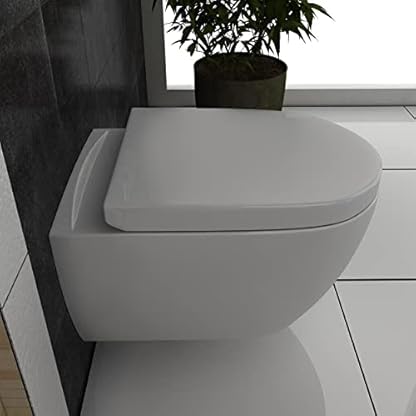 Alpenberger Dusch WC Set | Wand WC Spülrandlos | WC Sitz mit Absenkautomatik | Moderne Toilette mit Bidet Funktion für Intimdusche | Taharet WC | Hänge WC Passend Geberit (Diamond 7101 U) – Bild 5