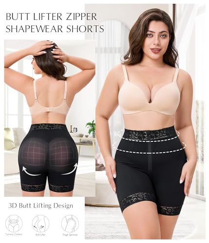 MERYOSZ Tummy Control Panties Butt Lifting Shapewear Shorts for Women Zipper Body Shaper Shorts Thigh Slimmer Underwear4