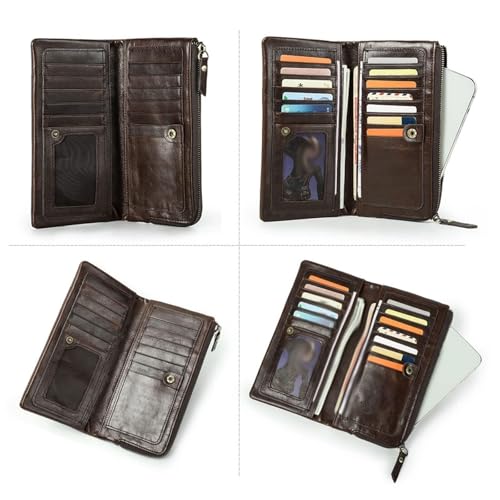 Men's Wallets Genuine Leather Money Organizers Business Card Cases Money Clips(Black)4