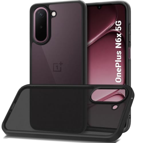 Image of TheGiftKart Hybrid Shockproof Back Cover Case for OnePlus N6X 5G | Camera Protection Module | Hard Back Cover Case for OnePlus N6X 5G (PC & TPU, Translucent Smoke Matte Back, Black Sides)