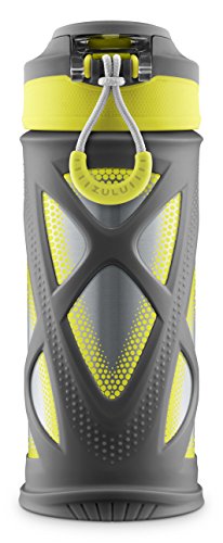 ZULU Garrafa de água Echo Kids de aço inoxidável isolada a vácuo com manga de silicone, 340 g, cinza