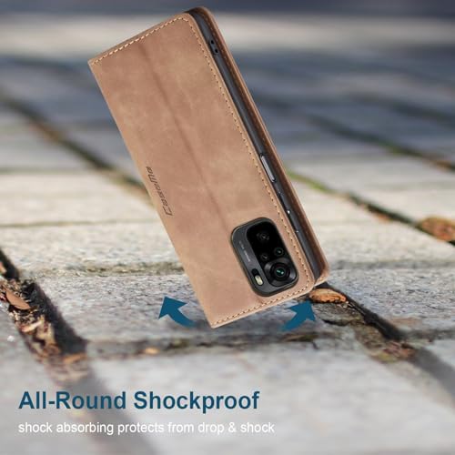 Coque Xiaomi Poco M5S et Redmi Note 10 en cuir brun avec protège-écran - 4