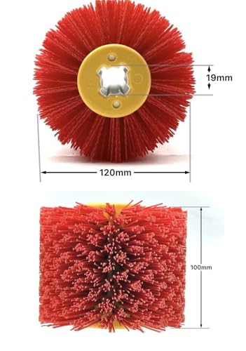 Image of Signi Abrasive nylon bristle Burnishing Brush Drum Drawing Wheel for polishing wood (80 grit red)