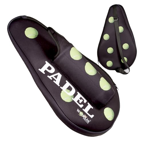 WORLin360- Funda para Pala de Padel, con Bolsillo para Pelotas, Funda para Raquetas de Padel, paletero de Padel. Funda térmica pádel. Diseño Especial.(Negra)