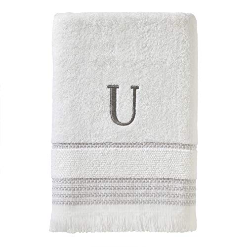 SKL Home Casual Monogram Bath Towel, Embroidered U, White
