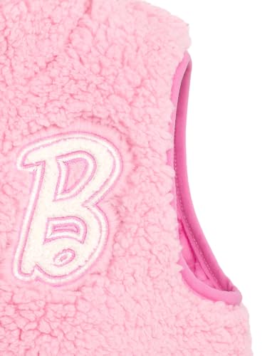 Barbie Little Girls' Sleeveless Fleece Zip-Up Jacket Vest Blush Pink 7-8 - image 4