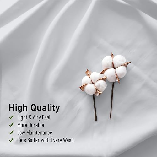 RUVANTI 100% Cotton California King Sheet Sets, 4 Pieces, Soft & Breathable Percale Weave Bedding, Deep Pocket 14", Hotel Standard, Crisp Cool Feel & Durable, Perfect Dyed Sheets, Quiet Gray