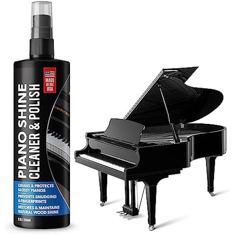 Samorillo Piano Shine Polish & Cleaner - Clean, Polish, Wax & Protect Glossy Pianos & Surfaces - Made in USA - 8 oz Cleaning Solution with Added UV Protectant & Anti-Static - Prevents Dust & Smudges Cover