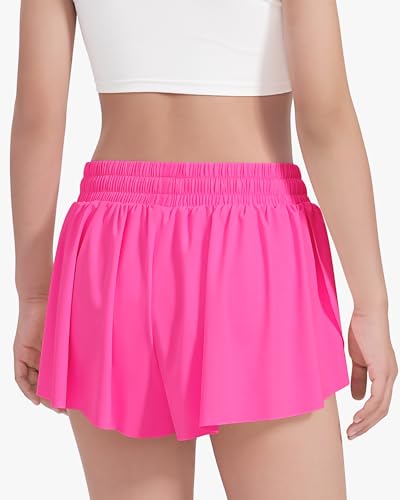 Image of HASMES Girls Butterfly Shorts Teen Flowy Athletic Shorts for Running Dance Cheer 5-14Y