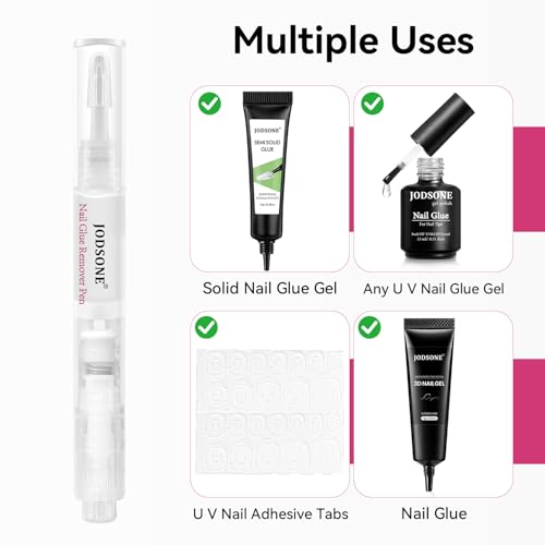 Image of JODSONE Nail Glue Remover,4Pcs Nail Glue Remover for Press on Nails,Short Time Quick Removers in 15 Seconds,Acetone-Free and Rich in Vitamin E Gel Glue off Removers,Soft Care Nails