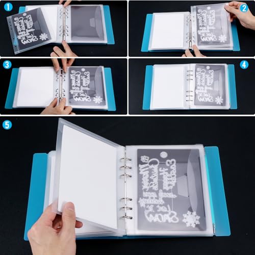 Image of UNIMEIX 12 Pcs Magnetic Sheets for Die Storage with 1 Binder Cover, 2 in 1 Storage Stamp and Die Storage Bags Die Cut Storage Supplies(0.8 mm Thickness, Blue)
