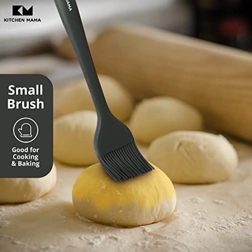Kitchen Mama Silicone Basting Pastry Brush: Set Of 2 Heat Resistant Basting Brushes For Baking, Grilling, Cooking And Spreading Oil, Butter, Bbq Sauce, Or Marinade. Dishwasher Safe(Metal Grey) #TOP3
