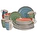 VAN WELL Kombi-Service Magnifica für 6 Personen I Geschirr-Set in verschiedenen Farben I Tassen Suppenteller Kuchenteller Speiseteller I Buntes Geschirrset aus edlem Steingut 24-tlg. bunt