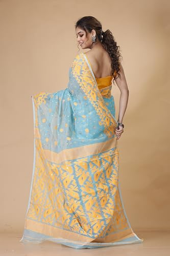 Image of OISHANI SAREE GHOR Women's Traditional Bengal Cotton Silk Soft Jamdani Saree - Beautiful design and Quality - Without Blouse Piece