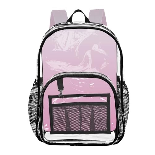 Travel Clear Bags for Women Magnolia Flamingo Gradient Ombre Kids Girls Backpack Boys Plastic See through Bookbag