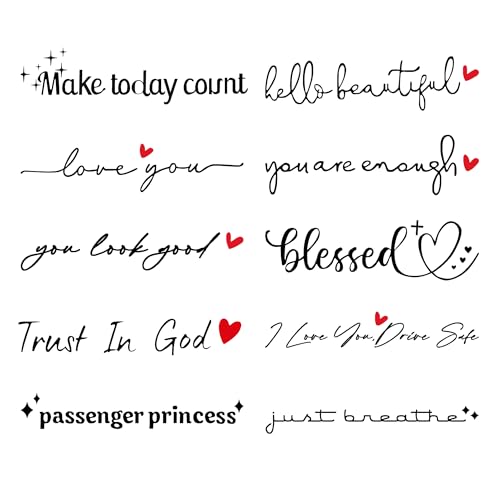 Image of 10pcs Car Stickers, Cars Decals I Love You Drive Safe Mirror Sticker Trust in God Rearview Mirror Decals Car Window Vinyl Decal Various Style Makeup Rear View Mirror Sticker Set Fits Most Vehicles