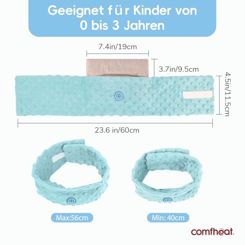 Comfheat Koliken und Gas Relief für Neugeborene und Kleinkinder, beheizte Tummy Wrap, Baby-Gürtel mit beruhigender Wärme, natürliche Hilfe für Magenverstimmung in Babys Kleinkinder, 0-3 Jahre (Blau)