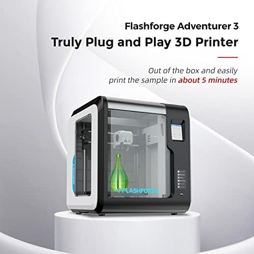 Flashforge Adventurer 3 3D Printer with Detachable Nozzle,Removable Flexible Platform,Filament Detection,Full Colour Touch Screen,45 dB Ultra-mute Printing,Support Filament:ABS/PLA