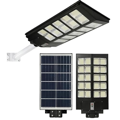 Image of Gigawatts 800 LED 300W Solar Street Light with Remote Control High Power 30Ah Battery Inbuilt 34W Solar Panel IP65 Water Resistant Outdoor Lamp for Wall Pathway Garden and Patio (1Pc, Cool White)
