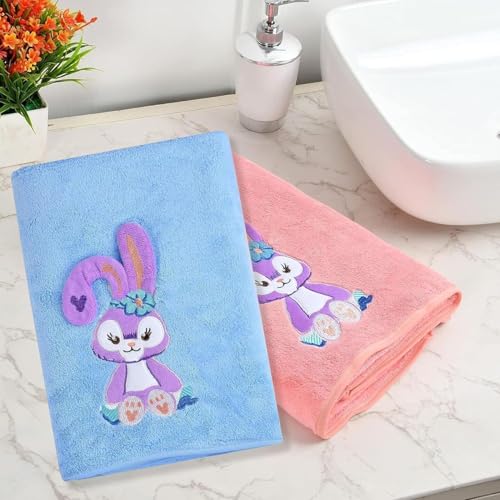 Image of Microfiber Kids Bath Towels Quick Dry Super Absorbent | Super Soft Bath Towel for Babies Toddler-Baby | Towel for Boys and Girls (Blue & Pink, 2 Bath Towel)