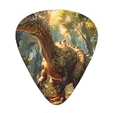 Plettri per chitarra, 12 pezzi, motivo: WZYWHJ Tyrannosaurus Rex in the forest Printing comfortable feel clear tone moderato spessore adatto per chitarra e chitarra elettrica