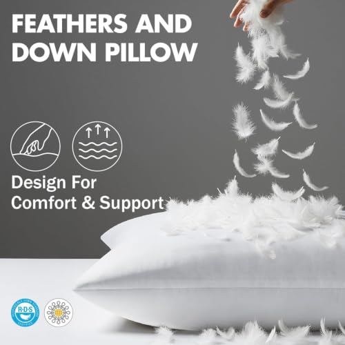 Image of MIULEE 14x22 Inch Down Feather Pillow Insert with Cotton Fabric