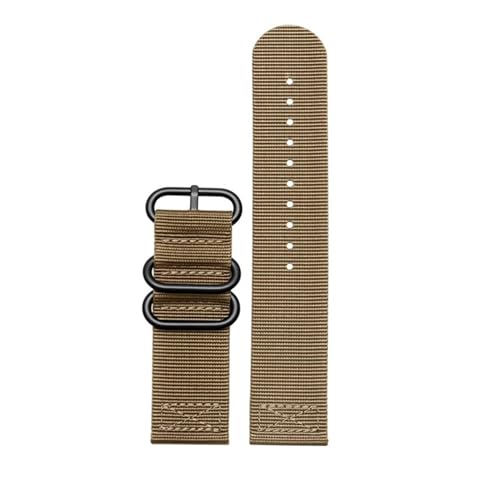 chenming Correa deportiva for reloj de nailon tejido, compatible for Samsung Galaxy Gear S3 S2 Classic Active 1/2, compatible for correa tela Amazfit 18mm, 24mm, 22mm y 20mm(Khaki-black,18mm)