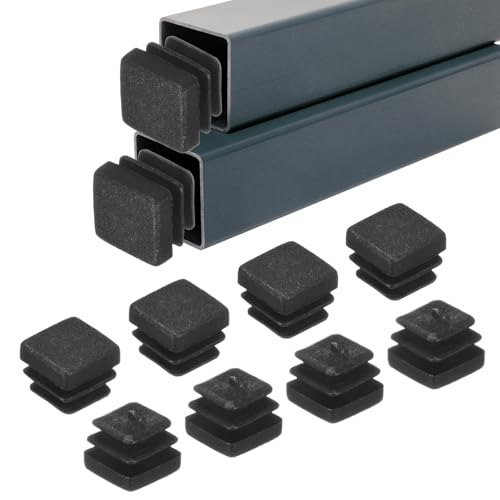 Image of M METERXITY 50-Pack Square Tubing End Caps, 0.4Inch /10mm Plastic Tube Plugs for Square Metal Tube /Chair Legs /Pipe Post /Furniture /Fence, Bumper Tubing Plug [Black]