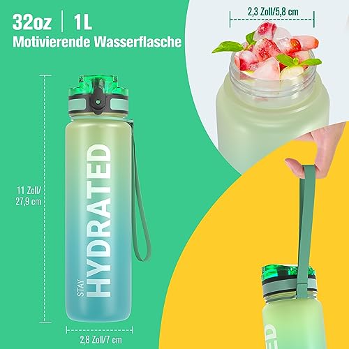 Image of Sahara Sailor Water Bottle 32 oz, Motivational Water Bottle with Times Reminder to Encourage Drinking, Small Leakproof BAP Free Tritan Water Jug for Sports at School Gym, Come with Cleaning Brush
