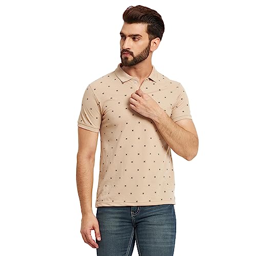 Image of Men's Cotton Half Sleeves Printed Polo T-shirt-POLO105