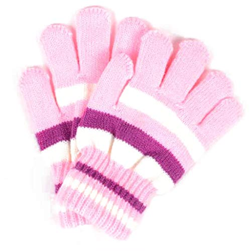 LANDUM Gants d'hiver pour Enfants, Enfants Filles garçons Enfants Magiques Extensible Magiques Gants tricotés Hiver Plus Chaud - Rose