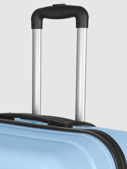 Image of Teakwood Large Check in Size 8 Wheels Trolley Bag, Hard Cabin with Zipper Closure, Adjustable Push Button & Cross Side Strap, TSA Lock System 360 Degree (Large Check in Size, Powder Blue)