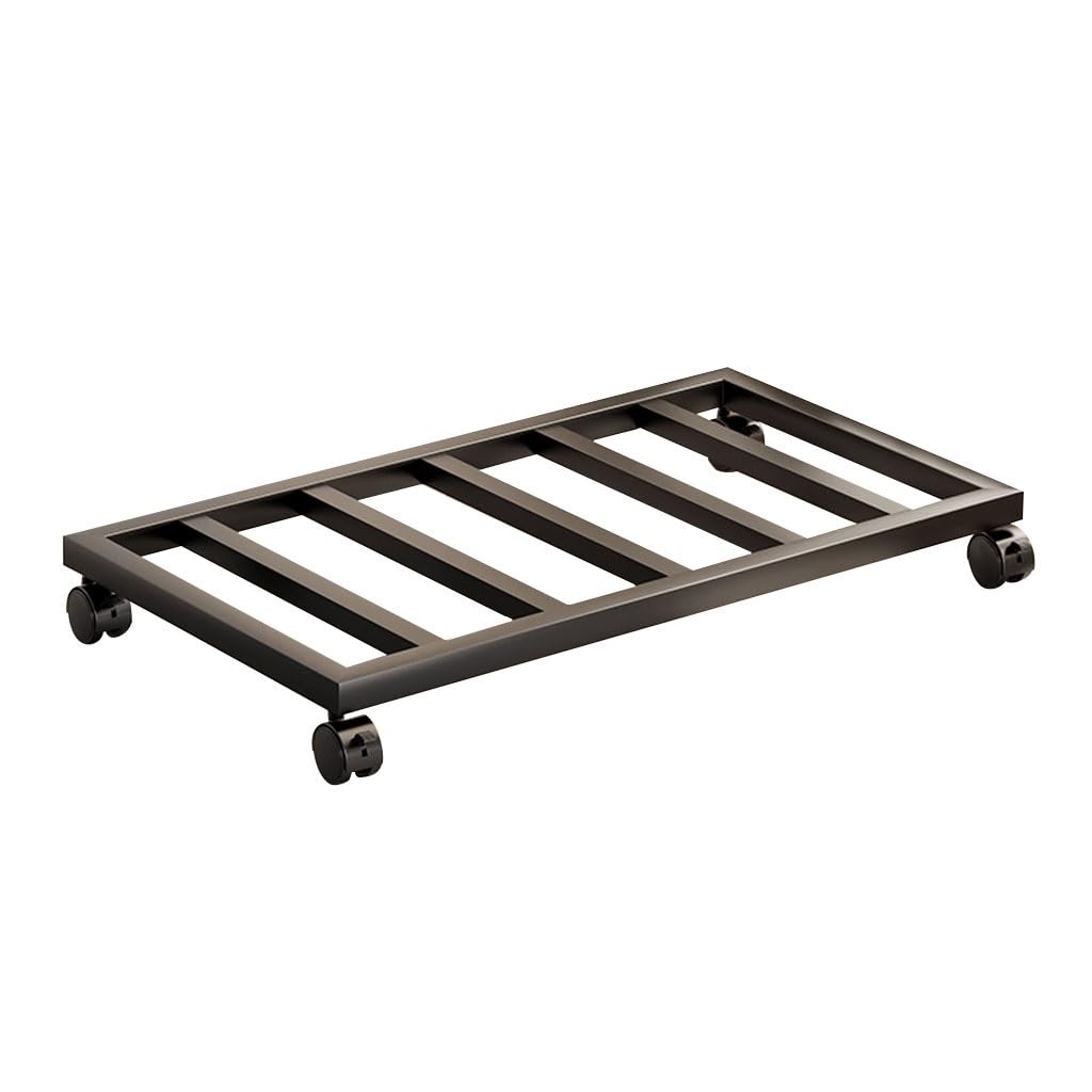 Support rectangulaire en métal avec roulettes - Chariot de fleurs verrouillable - Support de pot de fleurs noir durable - Taille B60 x 30 cm - Pour intérieur/extérieur