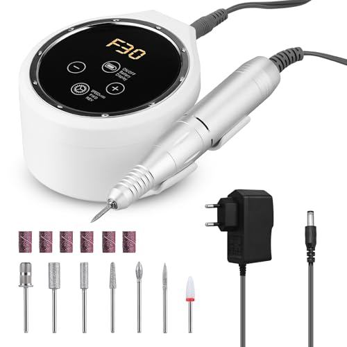 Fresa de uñas portátil inalámbrica y juego de pedicura, 35000 rpm, fresa de uñas 7 en 1 profesional, lima de uñas eléctrica con indicador LED, lima de uñas eléctrica, diseño de hebilla para salón y
