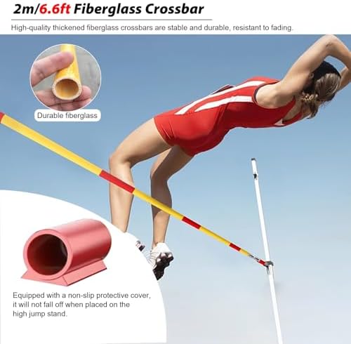 Lightweight Track and Field High Jump Standards, 6.6ft Training High Jump Cross Bars Fiberglass, Metal Jumping Training Equipment