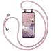 Produktbild moex Handykette kompatibel mit Samsung Galaxy S20 Plus / 5G Hülle mit Band Längenverstellbar, Handyhülle zum Umhängen, Silikon Case Transparent mit Kordel Schnur abnehmbar in Rosegold