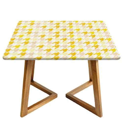 Highdi Mantel Cuadrado Impermeable, Mantel de Tela Oxford Antimanchas Protector Mesa con Borde Elástico, Estampado de Pata de Gallo Cubre Encimera para Cocina, Comedor (Textura 3,130x130cm)