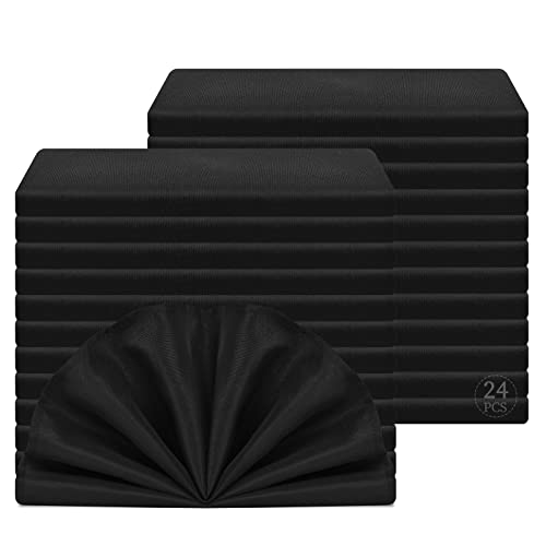 24 Stück Schwarze Stoffservietten,18 x18 Zoll Polyeste Servietten weiche und Bequeme Tischservietten mit gesäumten Kanten waschbare Wiederverwendbare Servietten für Dinning Partys Hochzeiten Hotel Cover