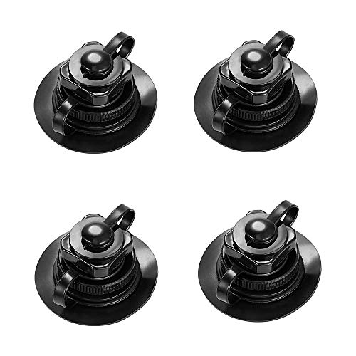 Válvula Boston de 4 Piezas, Reemplazo de Válvula de Boston Universal Válvula de Aire para Inflable para Barco Inflable de Piragua Kayak Canoa Colchón Inflable Colchoneta Hinchable, Negro