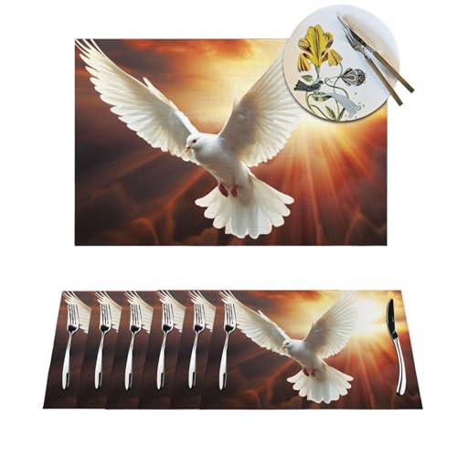 Sets de table design colombe et soleil en PVC tissé haut de gamme x6 - 2
