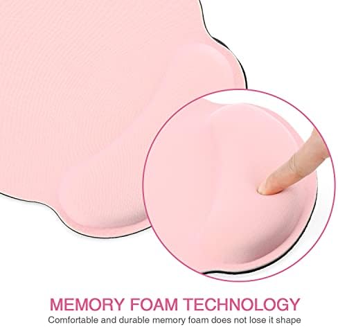 Rii JP600 Mouse Pad with Wrist Rest Ergonomic Gaming Pad with Gel Wrist Support PU Non-slip Base-Pink