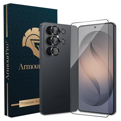 Image of ArmourPro Edge to Edge Tempered Glass for Samsung Galaxy S26 Ultra with Black Camera Ring Guard, 9H Screen Protector, Anti-Scratch, Anti-Fingerprint, Bubble-Free Installation Kit