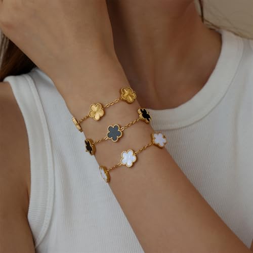 3Pcs Gold Bracelets Set for Women & Men – 18K Gold Plated Flower & Infinity Love Knot Charms – CZ Tennis Chain Link & Watch Band Bracelet – Non-Tarnish Jewelry Gift Set3