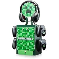 Numskull Official Minecraft Gaming Accessory Locker & Storage Stand &ndash; Holds 10 Games/DVDs, 4 Controllers, Headset, and Accessories &ndash; Durable & Compact Organizer &ndash; Official Minecraft Merchandise