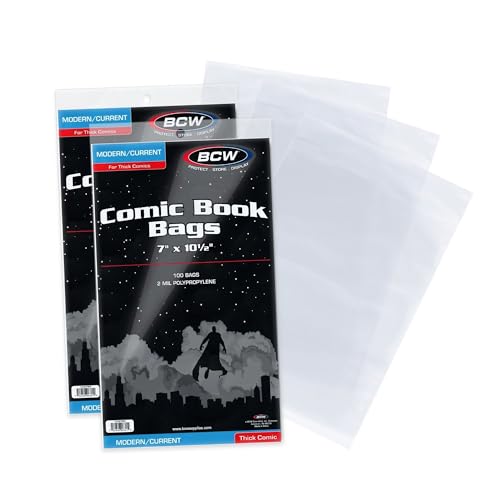 Sac épais pour bande dessinée de collection BCW Current lot de 200 pochettes de protection