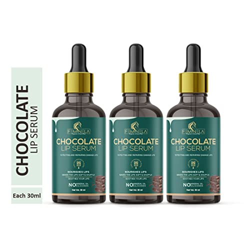 Image of Feminela Dry Lip Serum Oil Chocolate Flavour Lip Shine, Glossy Soft With Moisturizer (Pack Of 3 Bottle 90 ml)