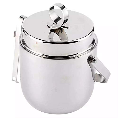 Ice Bucket Durable Double Wall Utensil Supplies Silver Stainless Steel Ice Bucket Container Wine Bucket For Kitchen And Home #TOP3
