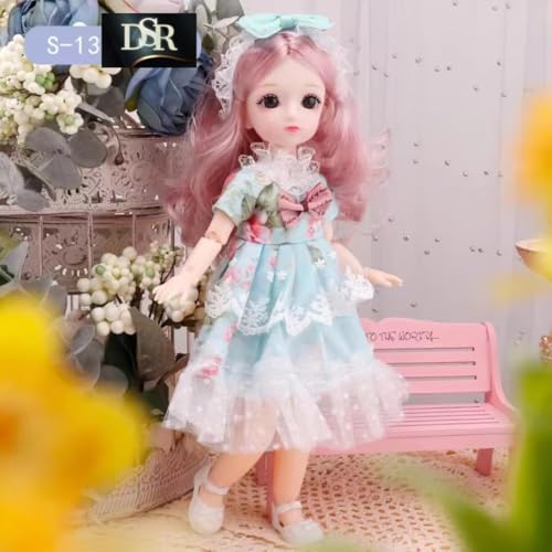 Image of DSR 30 CM Joint Movable Doll for Kids | Sound Playing Toy | Beautiful Frock | Same Color Delivered(Pack of 1) (M /Sky)