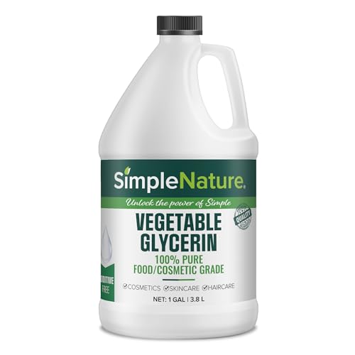 SimpleNature 100% Pure Vegetable Glycerin - 1 Gallon (128 fl oz) - Food/Cosmetic Grade Skincare Haircare Cosmetics Soapmaking Crafts - Softening & Moisturizing Multipurpose Humectant
